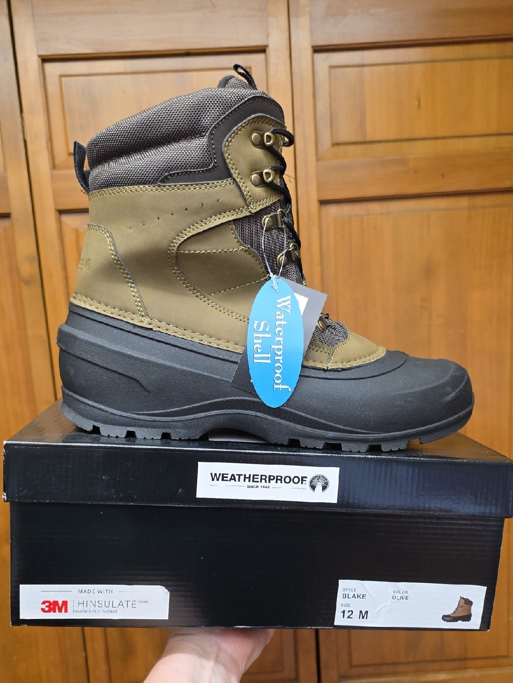 Weatherproof Blake Waterproof Winter Boots 3M Thinsulate Olive Size 12M NEW